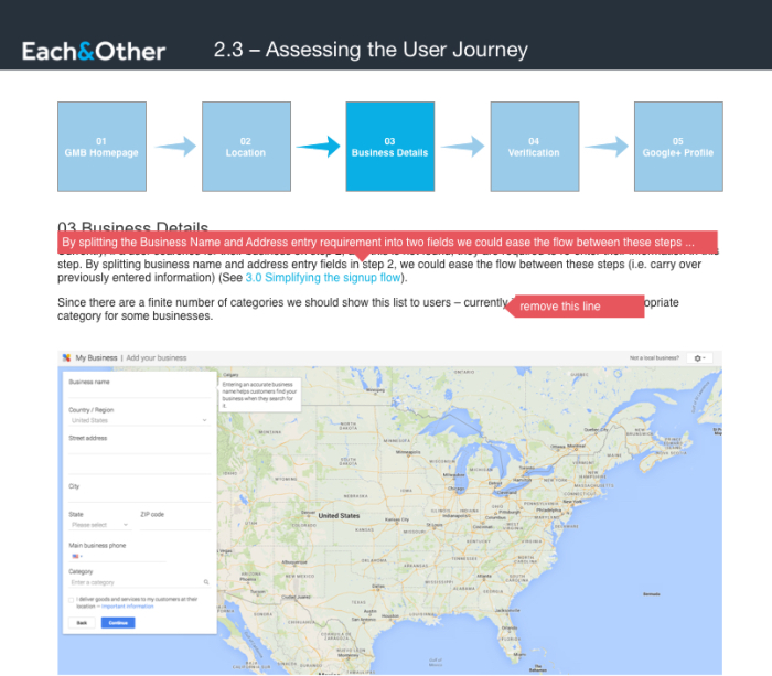 Assessing the user journey
